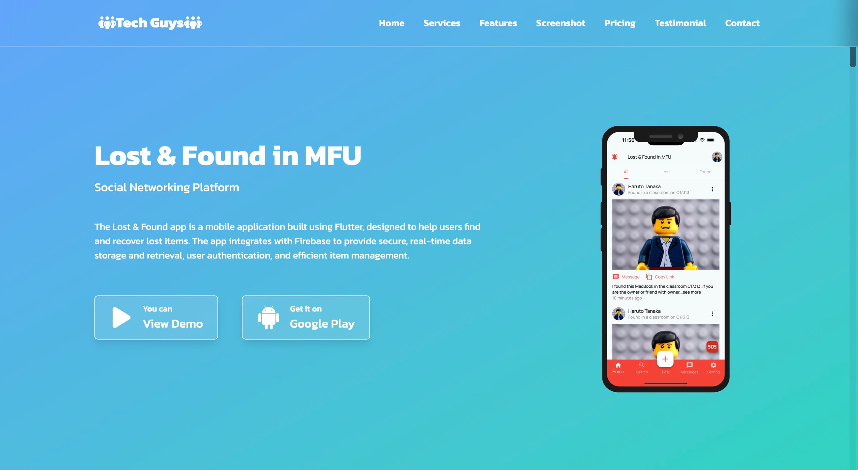 Screenshot of Lost & Found MFU
