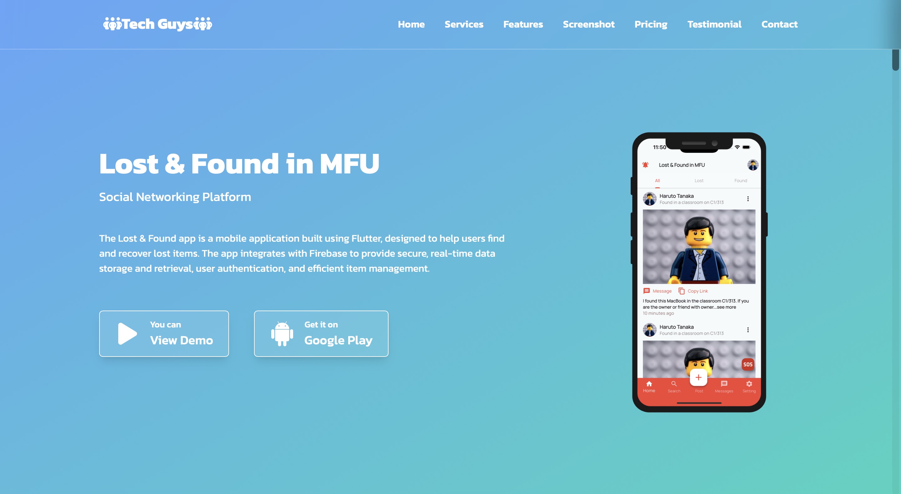 Screenshot of Lost & Found MFU
